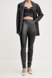 HUGO pantaloni femei, culoarea negru, mulați, high waist, 50529952