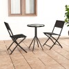 VidaXL Set mobilier bistro, 3 piese, negru, oțel