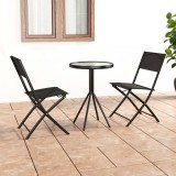 Set mobilier bistro, 3 piese, negru, otel GartenMobel Dekor, vidaXL