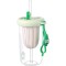 Pahar din silicon, cu capac si pai, pentru copii, Flippy, anti-cadere, compartiment pentru fructe/ceai/gheata, rezistent la temperaturi inalte, 500ml,