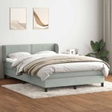 vidaXL Pat box spring cu saltea, gri deschis, 140x210 cm, catifea 3317439