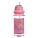 Sticlă Apă Plastic, Printese, Capacitate 400ml, Multicolor, Pai Incorporal, Fete, Oem