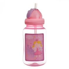 Sticlă Apă Plastic, Printese, Capacitate 400ml, Multicolor, Pai Incorporal, Fete