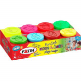 Cumpara ieftin Plastilina Usoara Fatih, 400 g, 8 Culori 4 Neon si 4 Clasice, cu Recipiente, Plastilina in Borcanele, Plastilina in Borcan, Plastilina pentru Copii, P