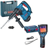 Bosch GTC 400 C + GBH 3000 DFR - Termodetector - m -10/+400 grade C alimentare duala valiza speciala + Rotopercutor SDS-Plus 780 W 2.9 J mandrina inte