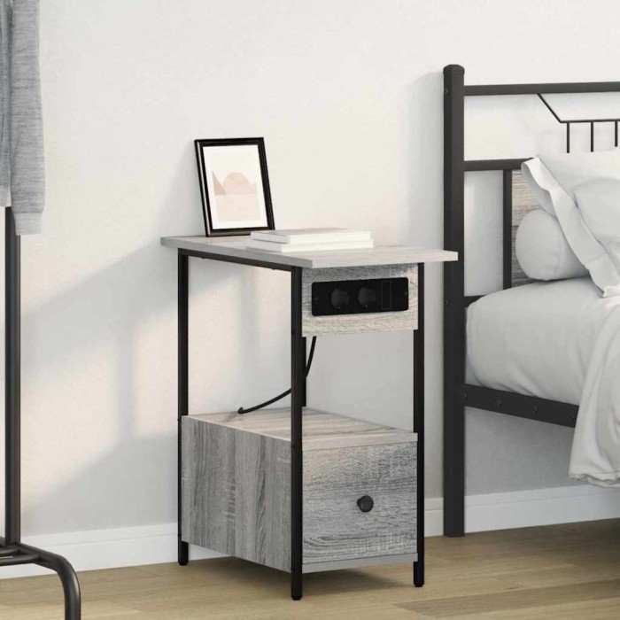 vidaXL Dulap de noapte sonoma gri 60 x 30 x 61 cm Lemn compozit