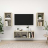 VidaXL Set de dulapuri TV, 3 piese, stejar Sonoma, lemn prelucrat