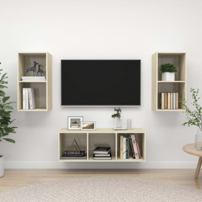 Gossi set de dulapuri tv, 3 piese, stejar sonoma, lemn prelucrat foto