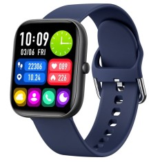 Smartwatch iSEN C08, Negru, Curea TPU Albastru, 1.91 TFT, Ritm Cardiac, Tensiune Arteriala, Oxigen in Sange (SpO2), Moduri Sport, Notificari Apeluri M