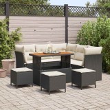 Cumpara ieftin Set de canapele pentru grădină cu pernă 9 pcs negru și crem