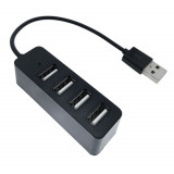 Cumpara ieftin HUB cu 4 porturi USB 2.0, cablu 10 cm si conector USB tip A tata, cu indicator Led, negru