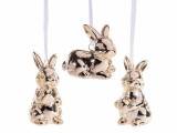 Cumpara ieftin Set 12 figurine Iepurasi Paste portelan auriu 4x3.5x7 cm