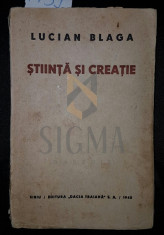 BLAGA LUCIAN - STIINTA SI CREATIE, 1942, Sibiu foto