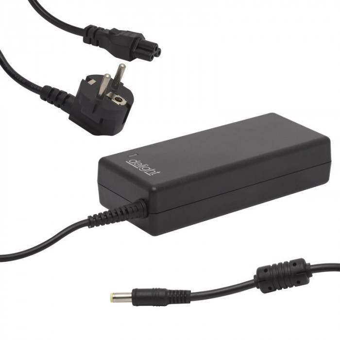 Incarcator universal laptop Delight, 90 W, 19 V, 4.72 A, conector 5.5 x 1.7 mm, Negru