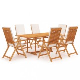 vidaXL Set mobilier de grădină cu perne, 7 piese, lemn masiv de tec