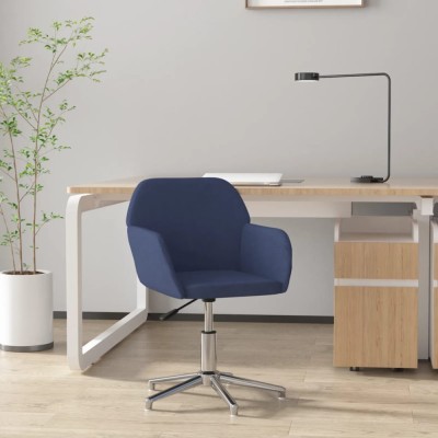 vidaXL Scaun de birou pivotant, albastru, material textil foto