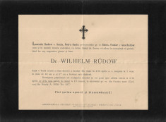 Necrolog dr Wilhelm Rudow 1899 Oradea Lucretia Suciu-Rudow foto