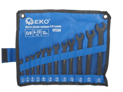 Set chei combinate, 6-22 mm, 12 elemente, negru, Geko G11260 foto