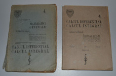 TRATAT ELEMENTAR DE MATEMATICI GENERALE - 2 VOLUME - N. RACLIS - 1945 + 1946 foto