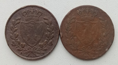 Lot 2 monede Sardinia - 5 Centesimi 1826 foto