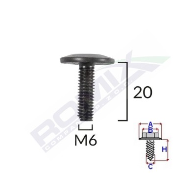 SURUB FIXARE BARA PROTECTIE M6 PENTRU VW/PEUGEOT/CITROEN SET 5 BUC 62313 foto