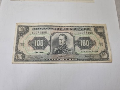 bancnota ecuador 100 s 1994 (wg) foto