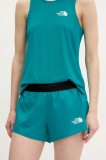 The North Face pantaloni scurți sport Breeze femei, culoarea verde, cu imprimeu, high waist, NF0A8BNX6GO1
