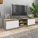 Comoda TV, alb si stejar Sonoma, 140 x 40 x 35,5 cm, PAL GartenMobel Dekor, vidaXL