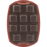 Forma de copt Tefal PerfectBake Mini Tarte patrate, aluminiu reciclat, invelis antiaderent, 21x29 cm, negru &amp;amp; maro