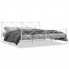 vidaXL Cadru de pat metalic cu tăblie, alb, 200x200 cm