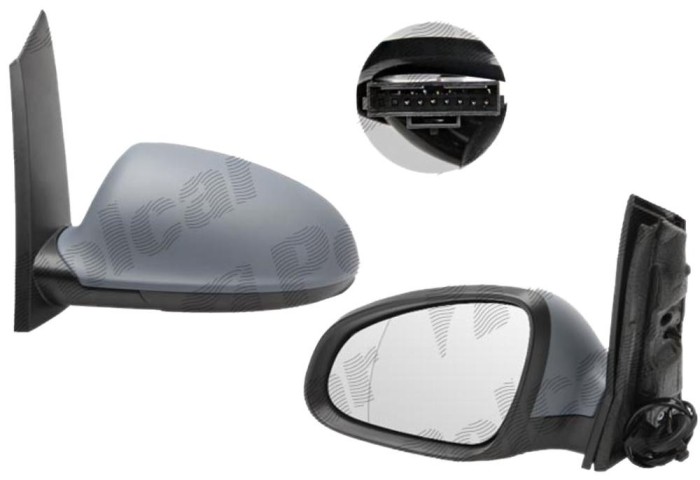 Oglinda exterioara Opel Astra J 09.2009- cu 7 pini , pt 5 usi partea dreapta View Max crom convex carcasa prevopsita grunduita reglare electrica cu i