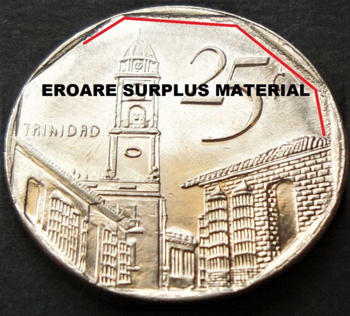 Moneda exotica 25 CENTAVOS - CUBA, anul 2000 *cod 2043 A = UNC + EROARE SURPLUS