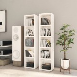 vidaXL Dulap CD/DVD Alb, 2 buc, 21x16x93.5cm, PAL, 80 CD-uri/Dulap, Dulapuri Living, Rafturi CD Moderne, Set 2 Dulapuri CD