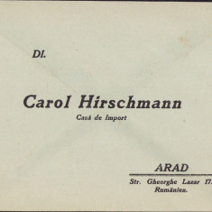 HST A248 Plic casa de import Carol Hirschmann Arad comerciant evreu