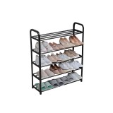 Suport Pantofi Negru LCT-02, 5 Rafturi, Metal si Plastic, 68x58x19 cm, Max 80kg