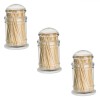 Set Recipiente Scobitori, Bambus, 3 Bucăți, Capace Transparente, Oem