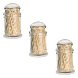 Set Recipiente Scobitori, Bambus, 3 Bucăți, Capace Transparente, Oem