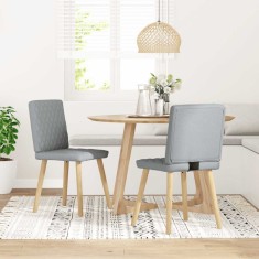 vidaXL Scaune de bucătărie, 2 buc., gri deschis, material textil