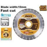 Disc diamantat segmentat 405 x25,4 mm pentru masina taiat asflat, pentru taierea pietrei, betonului si ceramicii - Ingco DMD044052