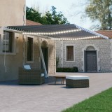 vidaXL Copertină automată cu senzor v&acirc;nt&amp;LED, albastru/alb 500x300 cm