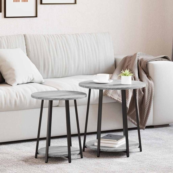 vidaXL Set măsuțe laterale 2 pcs Gri sonoma și Negru 50 x 50 x 51 cm 869705