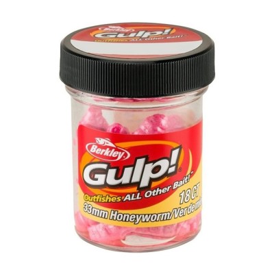 Viermi Artificiali Berkley Gulp! Alive Honey Worm Original Scent Bubblegum 18buc/borcan foto