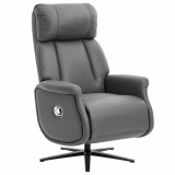Fotoliu relax recliner rotativ 360&deg;,cu spatar reglabil si inclinare,suport picioare extensibil automat la inclinare,tapiterie textila cu aspect de