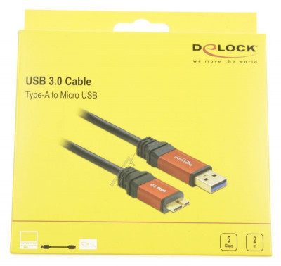 KABEL USB 3.0-A &amp;gt; MICRO-B STECKER / STECKER 2 M PREMIUM 82761 DELOCK foto