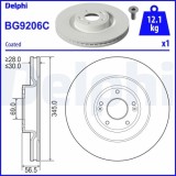 Set discuri frana fata DELPHI, Hyundai Equus / Centennial, 03.09-, GenesIS (Bh), 01.2008-12.2015, GenesIS Cupe, 01.2008-; Renault Megane III Cupe, 11