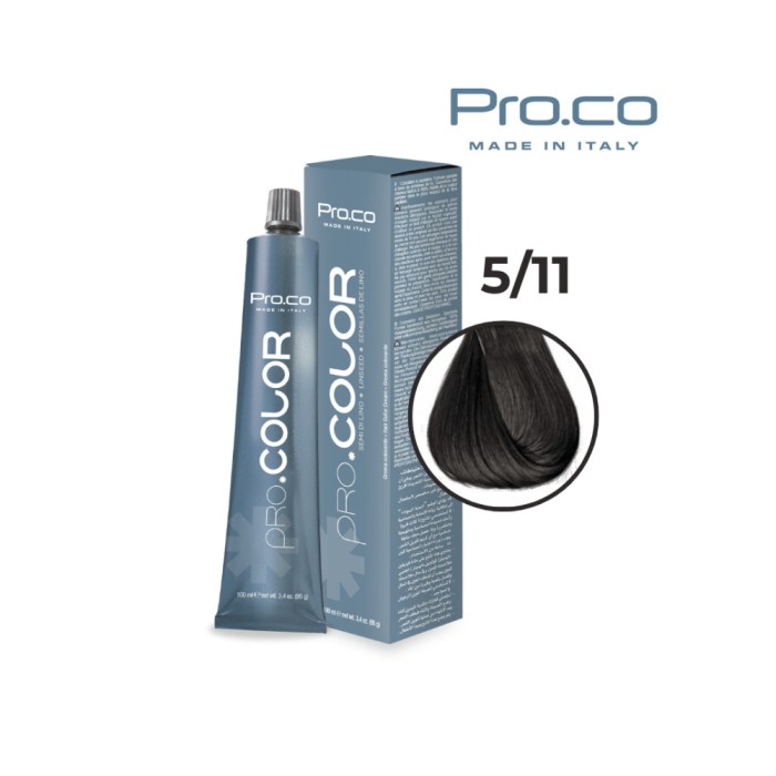 Vopsea de par profesionala PRO.COLOR 100 ml - Pro.Co - 5/11 CASTANIU DESCHIS CENUSIU INTENS