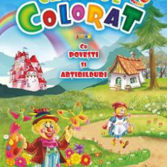 Carte de colorat Jumbo cu povesti si abtibilduri