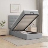 Cumpara ieftin Pat Ottoman cu Saltea si LED Gri deschis 90 x 190 cm Tesatura