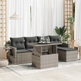 VidaXL Set mobilier grădină cu perne, 6 piese, gri, poliratan