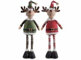 Set 2 figurine Reni Craciun, picioare alungibile textil multicolor 25 x 14 x 75 H